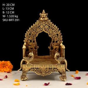 Messinggott Singhasan: Religiöses Wohndekor mit Papagei (21 cm)