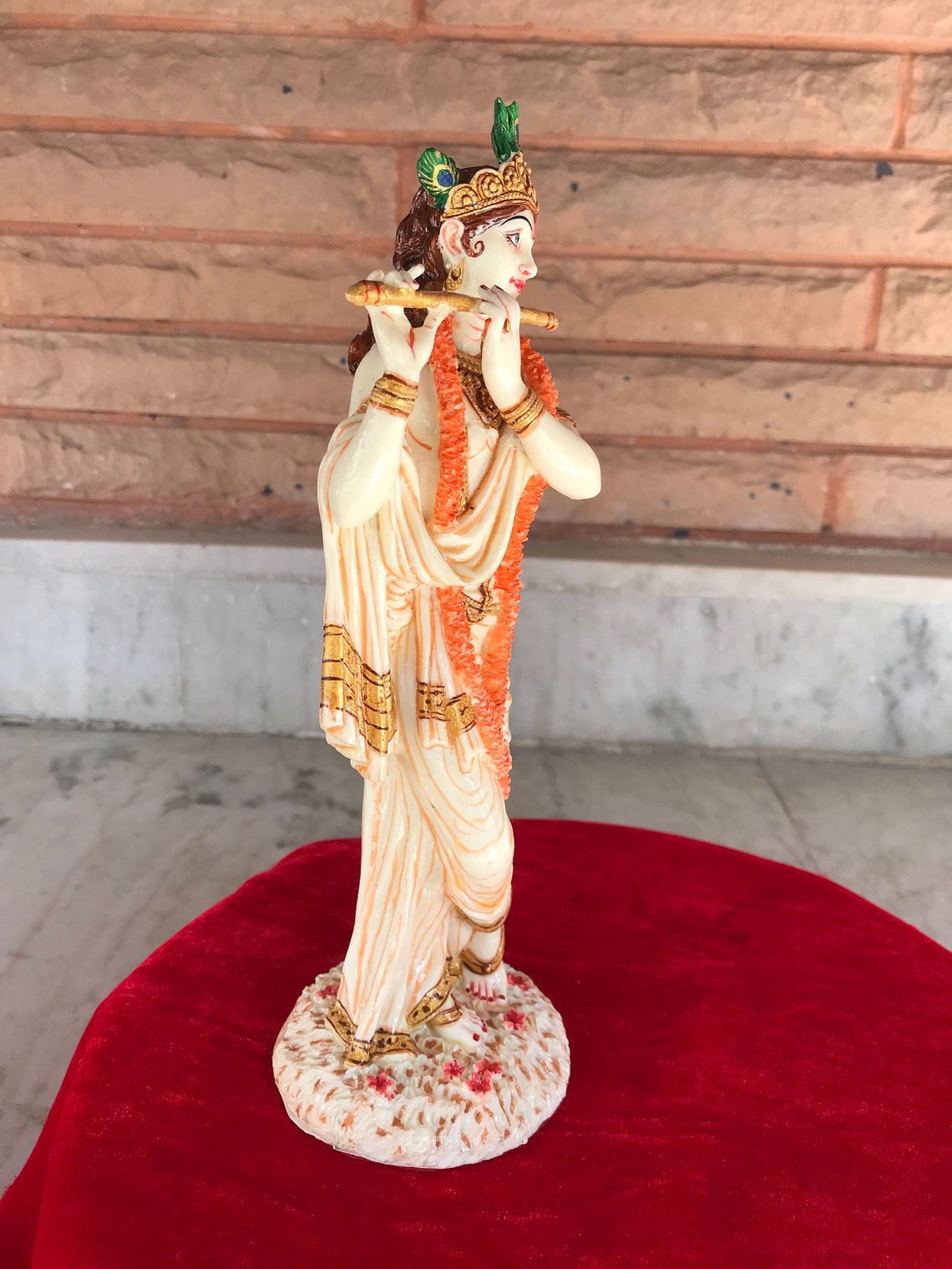 Cultured Marble Krishna Statue 25 CM Big Hand Painted Lord Etsy