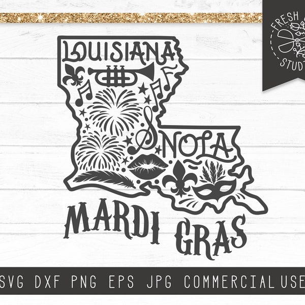 Mardi Gras Svg, Louisiana Svg, New Orleans Svg, NOLA Svg, Mardi Gras Shirt Svg, Louisiana geschnitten Datei für Cricut, Silhouette, Instant Download