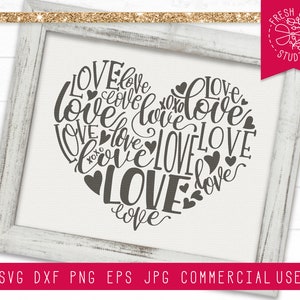 Love SVG Valentine Heart Svg File for Cricut, Love Lettering SVG Word, Valentine SVG, Rustic Svg, Instant Download, Valentine's Day, Png dxf