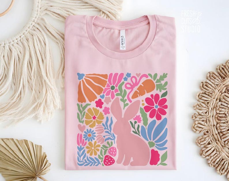 Boho Spring Bunny SVG, Boho Easter Shirt Cut File for Cricut Silhouette ...