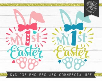 My First Easter SVG, Baby Shirt Design, Bow Easter Girl SVG, My 1st Easter SVG, Bunny Ears, Bunny Rabbit Svg, Instant Download, Dxf, Cricut
