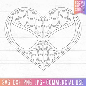 Spider Heart SVG, Valentine Superhero Cut File para Cricut, Silhouette, Line Art, Coloring Printable, Boys Valentine, Hero PNG Trendy Boy svg