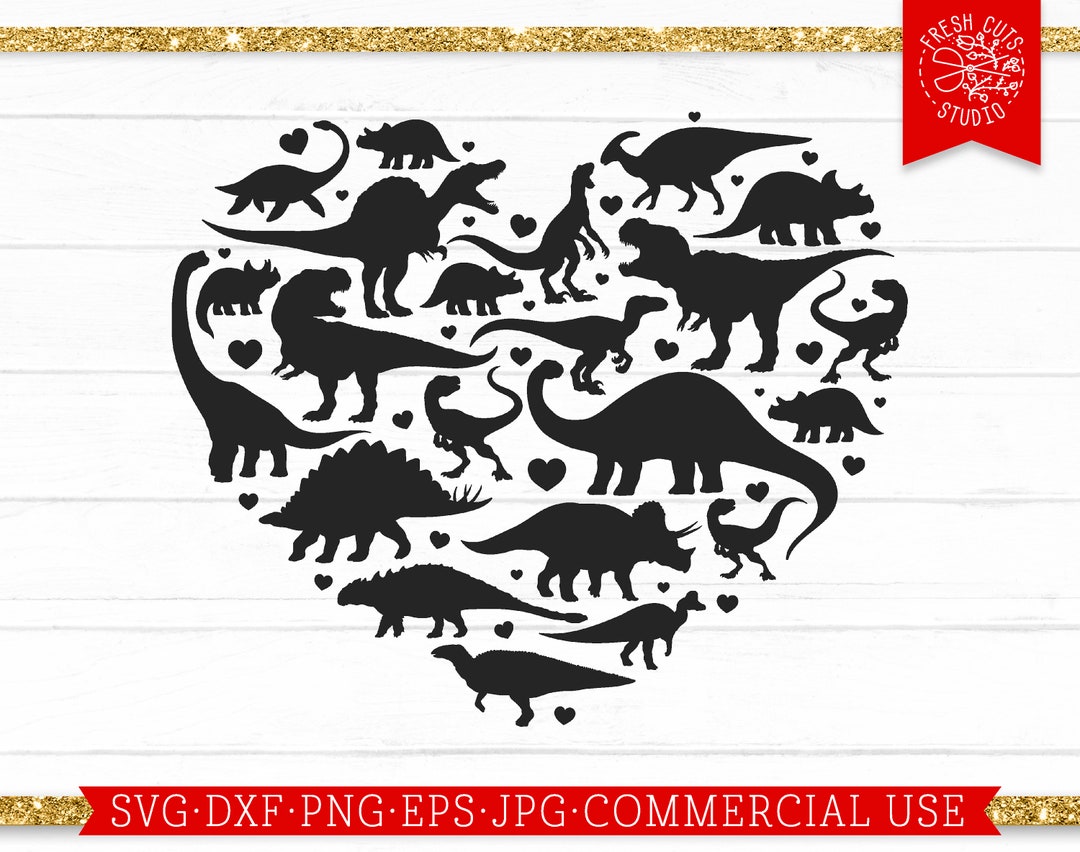 Dinosaur Heart SVG, Valentine Dinosaur SVG, Dinosaur SVG, Valentine’s