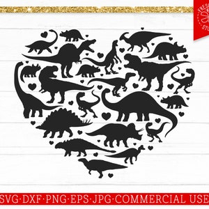 Dinosaur Heart SVG, Valentine Dinosaur SVG, Dinosaur SVG, Valentine&#39;s Day Shirts svg, Boy Valentine svg, Boys Shirt Design, Cut File Cricut