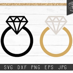 Oro diamante anillo SVG corte de corte archivo para Cricut, silueta, Cameo, anillo de boda svg, anillo de compromiso silhouette Svg, descarga instantánea