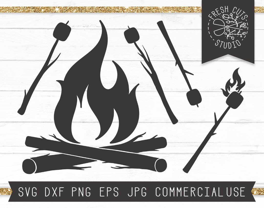 Campfire SVG File, Camping Svg, Marshmallow Svg, Roasting Marshmallows