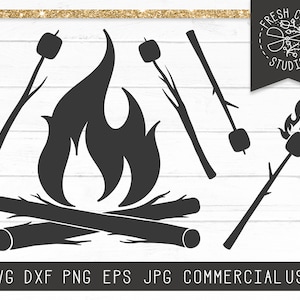 Campfire SVG File, Camping svg, Marshmallow Svg, Roasting Marshmallows, S&#39;mores svg, Campfire Cut File for Cricut, Fire svg, Fireplace