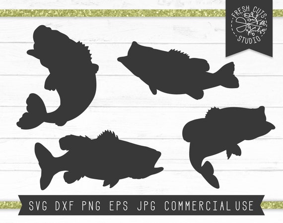 Download Bass Fish Silhouettes Bass Svg Fish Svg Silhouette Files Instant Download Digital Design Cut Files For