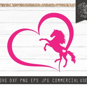 Horse Heart SVG Instant Download, Horse Svg File, Horse with Heart, Horse Cut File, Valentine Horse svg, Horse Rearing Up, Silhouette Cricut