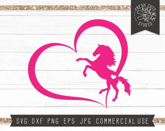 Horse Heart SVG Instant Download, Horse Svg File, Horse with Heart, Horse Cut File, Valentine Horse svg, Horse Rearing Up, Silhouette Cricut