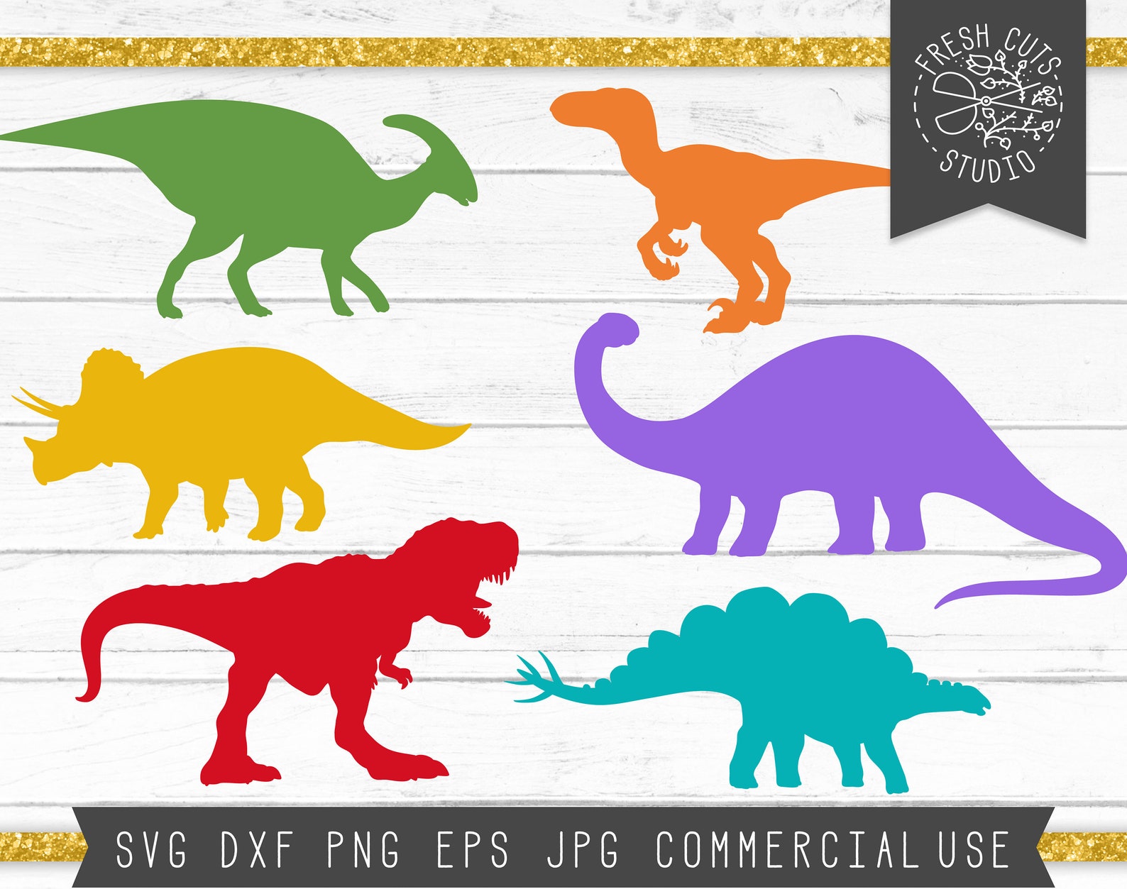 Dinosaur SVG Cut Files for Cricut and Silhouette, Eps Png Jpg Dxf ...