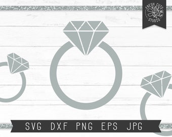 Diamond Ring Svg Cut Files, Wedding Ring SVG, Engagement Ring svg, Instant Download Digital Design Cutting Files for Cricut, Silhouette, png
