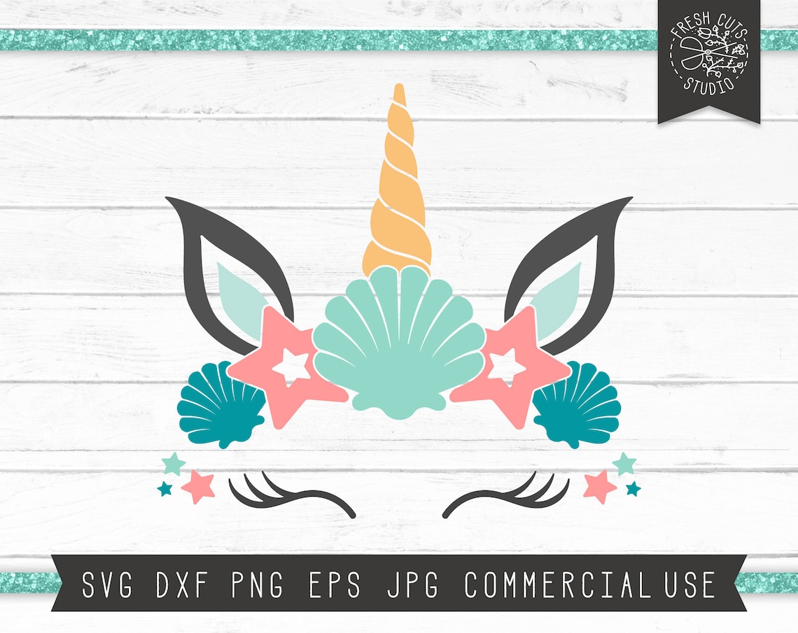 Download Seashell Mermaid Unicorn Face Svg Cut File Unicorn with | Etsy