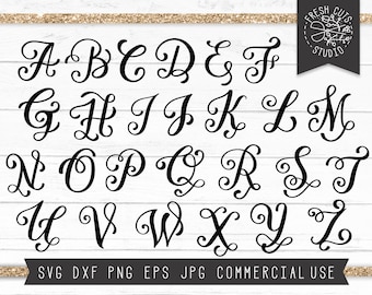 Fancy Monogram Letters SVG Cut Files for Cricut, Fancy Alphabet for Personalization, Letters Dxf, Instant Download Silhouette Files svg png