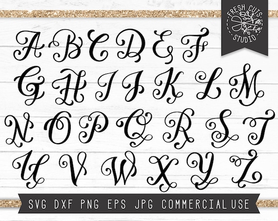 Fancy Letters SVG Cut Files for Cricut, Monogram Letters, Fancy Alphabet  for Personalization, Letters Dxf, Instant Download Silhouette Files - Etsy