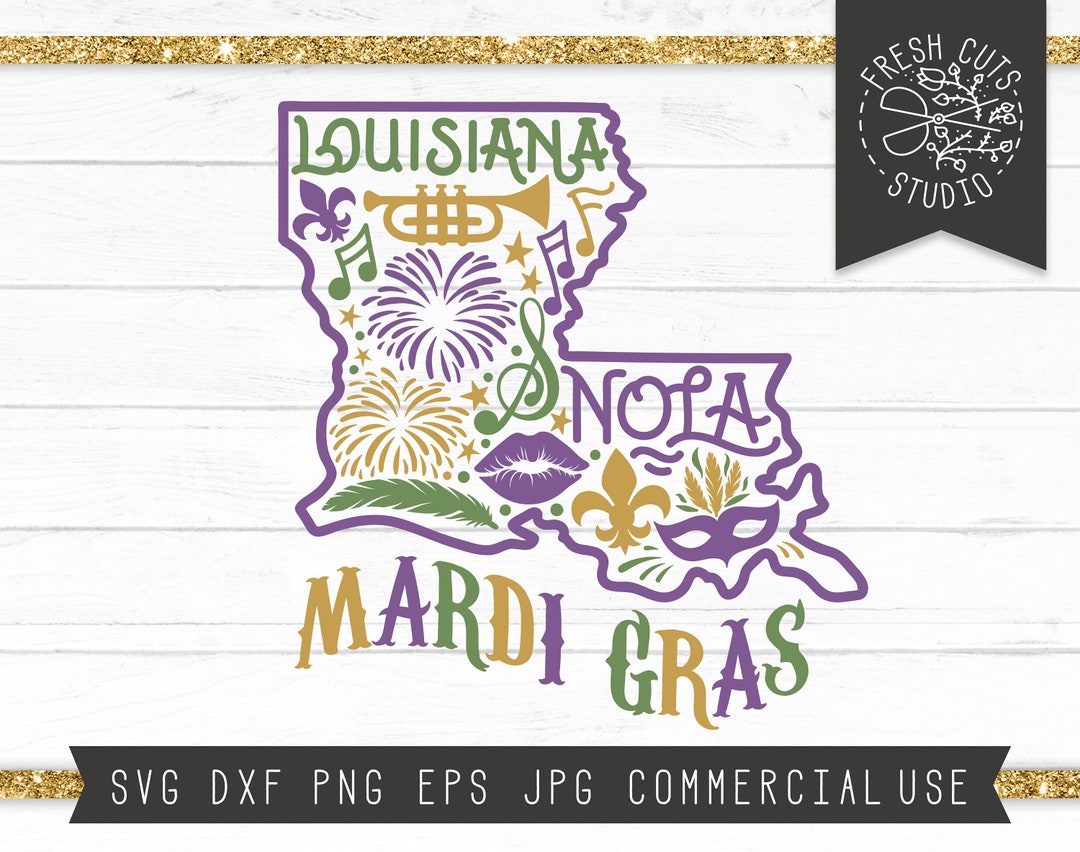 Mardi Gras SVG Cut File for Cricut, New Orleans Svg, Louisiana Svg