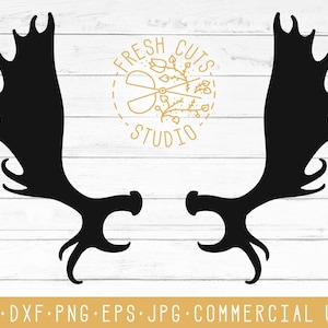 Rustic Moose Antler SVG Cut Files for Silhouette Cameo Cricut, Vinyl Decal Stickers Design, Elk Antler Clipart, Dxf Rustic Hunting Country