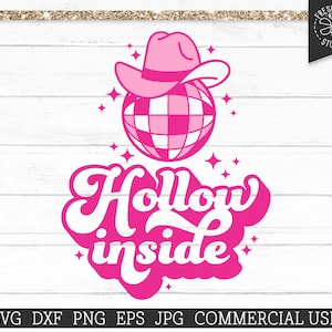 Hollow Inside Disco Ball SVG Cowboy Hat Country Western Trendy SVG Cut file for Cricut, Silhouette, Pink October, Line Dancing, Depression