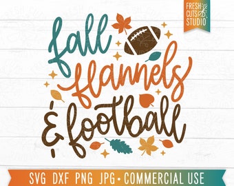Fall Flannels Football SVG Fall Design, Cute Football Shirt, Football Mama, Football Sublimation PNG, Fall Leaves Thanksgiving Day, Game Day