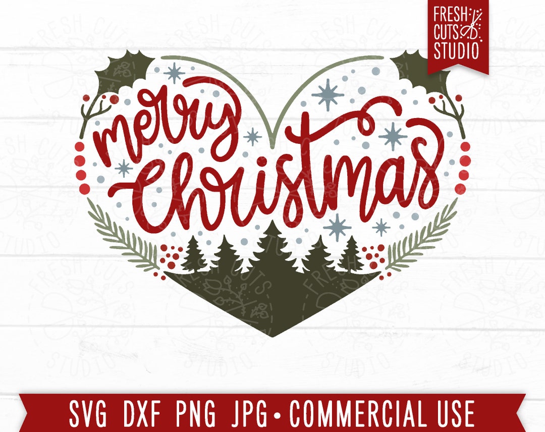 Merry Christmas Heart SVG Cut File, Pretty Holiday Shirt Sublimation ...