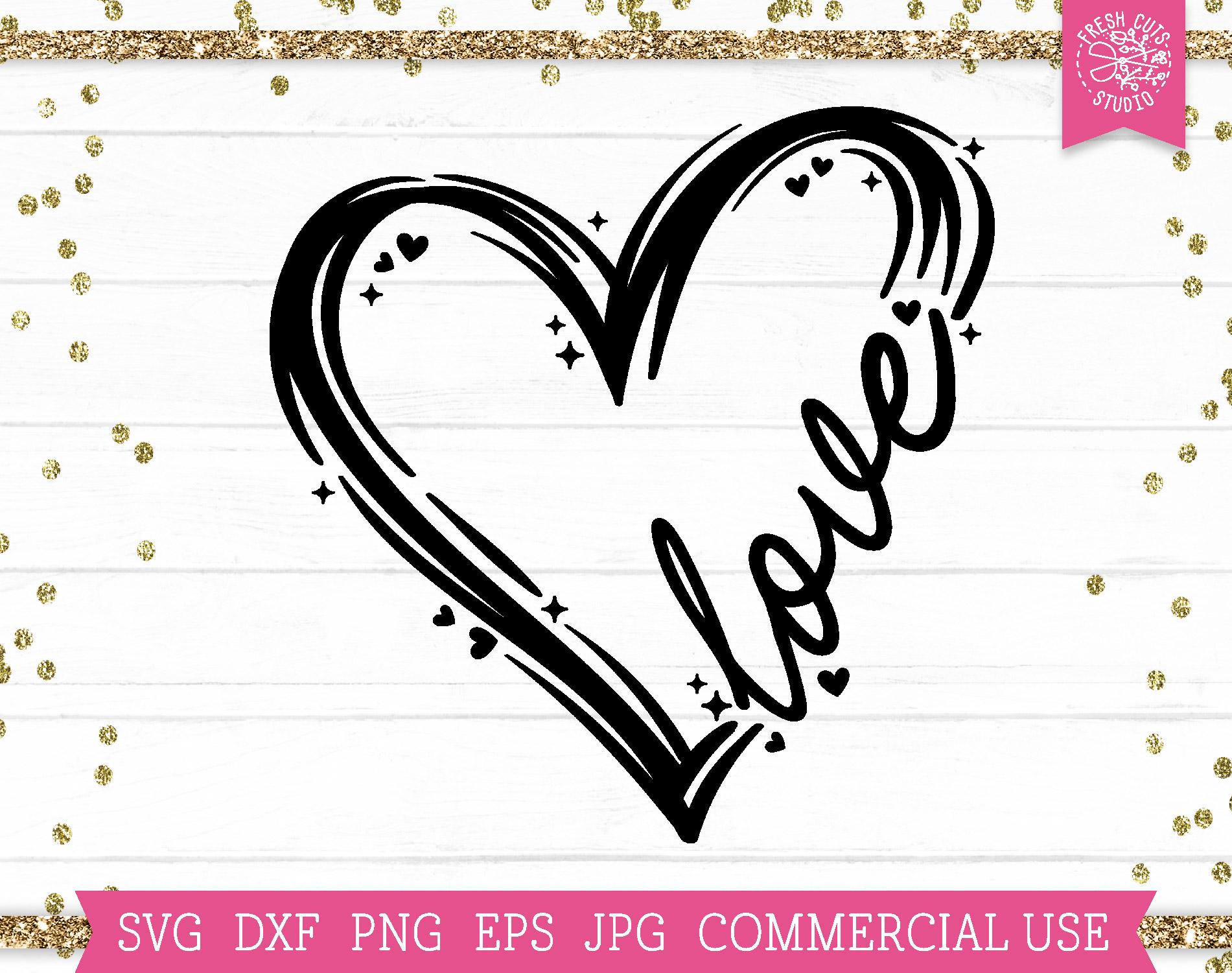 Love SVG Hand Drawn Heart Svg Cut File for Cricut, Happy Valentines Day ...