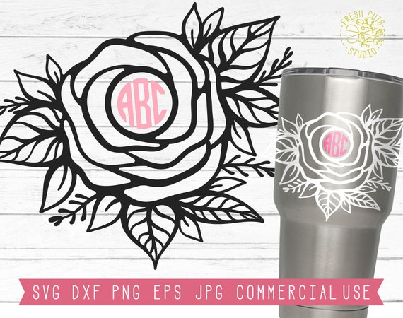 Download Monogram Frame Svg Rose Design Flower Circle Svg Cut Files Etsy
