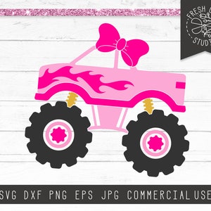 Monster Truck SVG, Ragazza Monster Truck Camicia SVG, Monster Truck con Fiamme Svg, Instant Download File per Cricut, Svg per Ragazze, Ragazza Camion