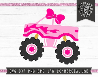 Monster Truck SVG, Girl Monster Truck Shirt SVG, Monster Truck with Flames Svg, Instant Download File for Cricut, Svg for Girls, Girl Truck