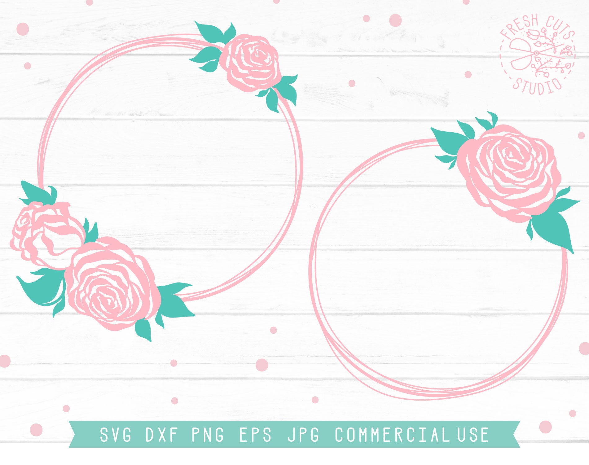 Download Pink Flower Wreath Monogram Frame Svg Instant Download Digital Etsy