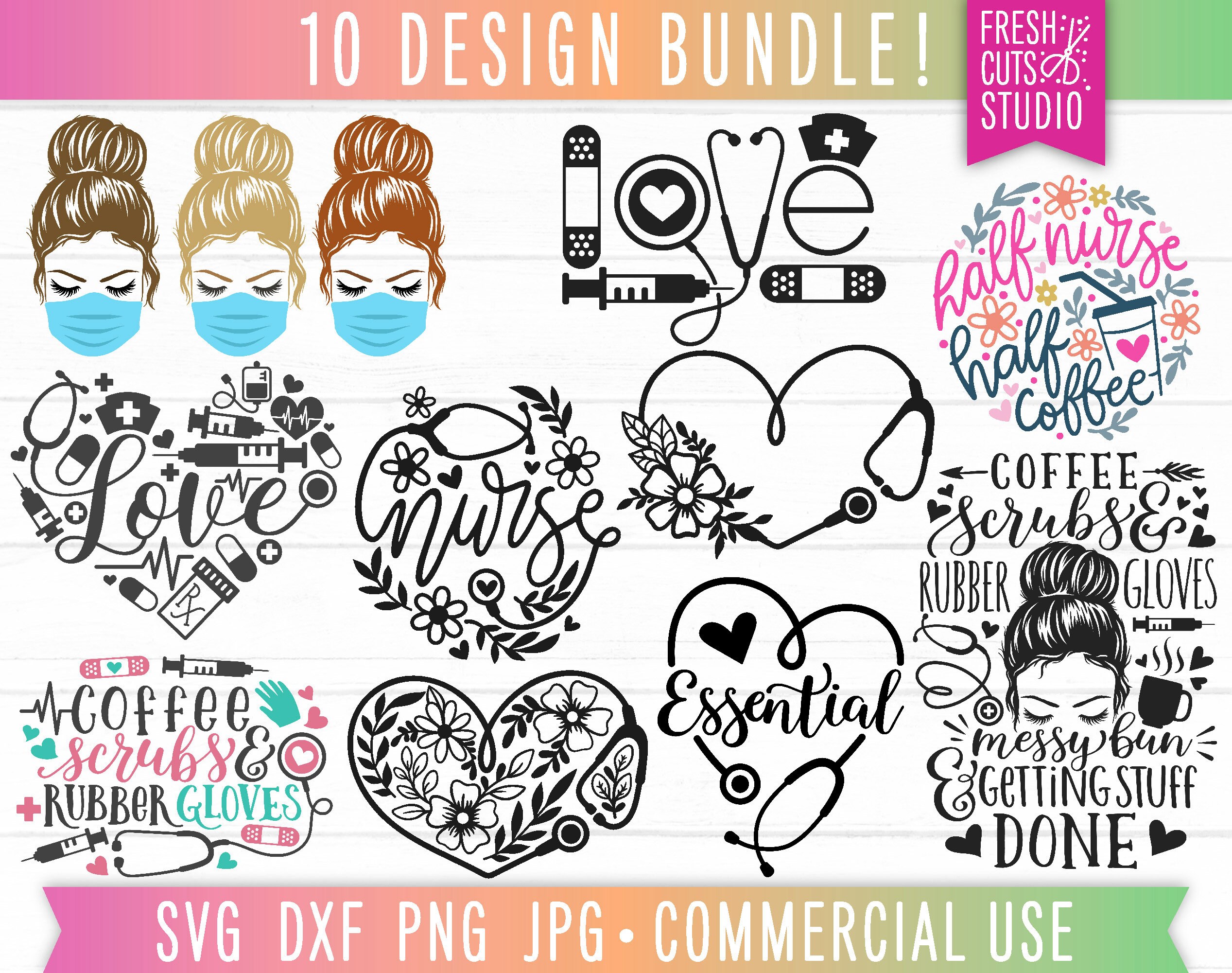 Nurse SVG Bundle, Floral Nurse Cut Files for Cricut, Nurse PNG, Nurse ...