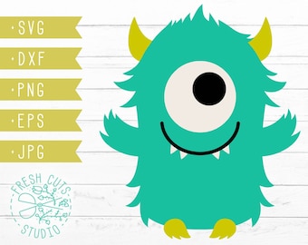 Cute Monster SVG Silhouette Instant Download, Silly Monster Cut Files DXF PNG, Cameo, One Eyed Monster Goblin Yeti Creature Svg Cricut