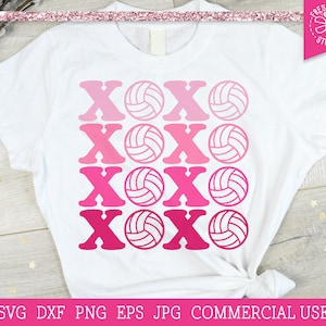 Valentine Volleybal SVG, XOXO Cut File Cricut, Silhouet, Retro Gestapelde Valentijnsdag svg, Volleybal Sublimatie Png dxf, knuffels kussen