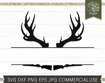 Deer Hunting Frame SVG, Deer svg, Hunting svg, Rifle svg, Antler svg, Buck svg, Hunting Monogram Frame Deer Rifle Cut File Cricut