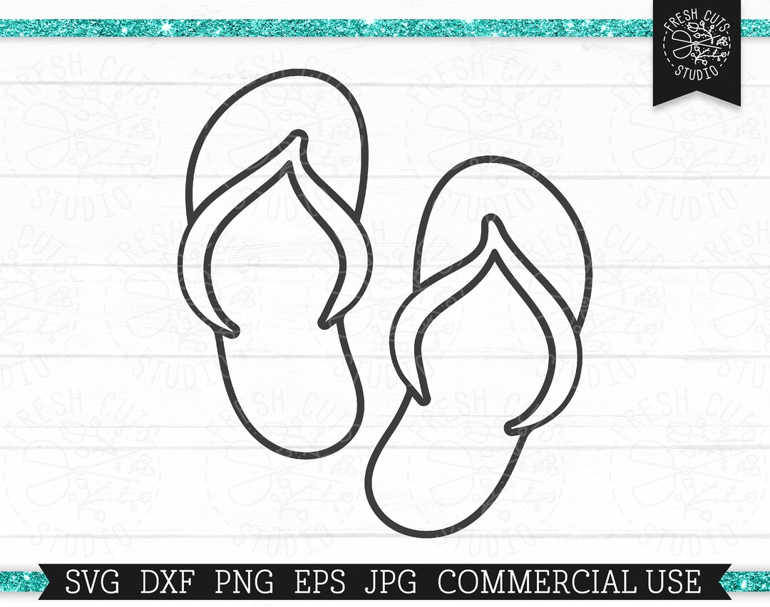 Flip Flops SVG Cut File for Cricut, Flip Flop Clipart, Outline, Sandal