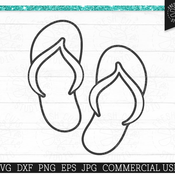 Flip Flops SVG Cut File for Cricut, Flip Flop clipart, Contour, Sandal Silhouette, Utilisation commerciale svg, Téléchargement numérique, dxf png eps jpg
