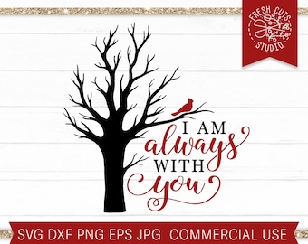 Kardinal SVG für Memorial, Erinnerung Svg Trauer Verlust Liebe, ich bin immer mit Ihnen Svg, Memorial SVG, Kardinal auf Zweig, Kardinal in Baum Svg