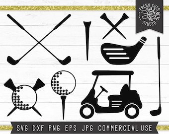 Golf SVG Archivos de corte para Cricut, Instant Download Clipart, Golf Cart SVG, Golf Club svg, Golfing Tee svg, Golf Silhouettes Cutting File Dxf
