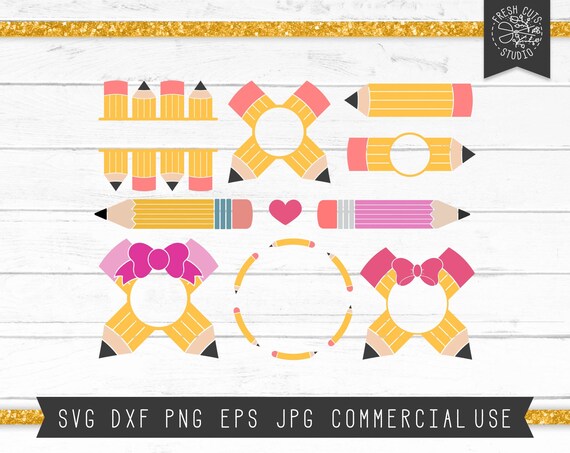 Download Clip Art Art Collectibles Split Pencil Monogram Svg Cut File Pencil Name Label Frame Cutting File Back To School Teachers Svg Education Silhouette Cameo Cricut Vinyl