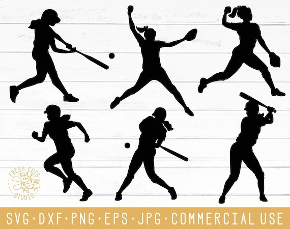 Download Softball Girl Svg Silhouettes Svg Cut Files Softball Player Etsy