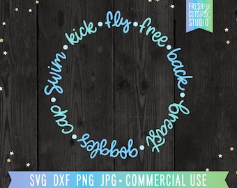 Swim Monogram Frame SVG Swimmer Cut File Cricut, Gift for Swimmer, SVG for Swim Team, Tumbler Design, Fly Free Back Breast, Sublimation png