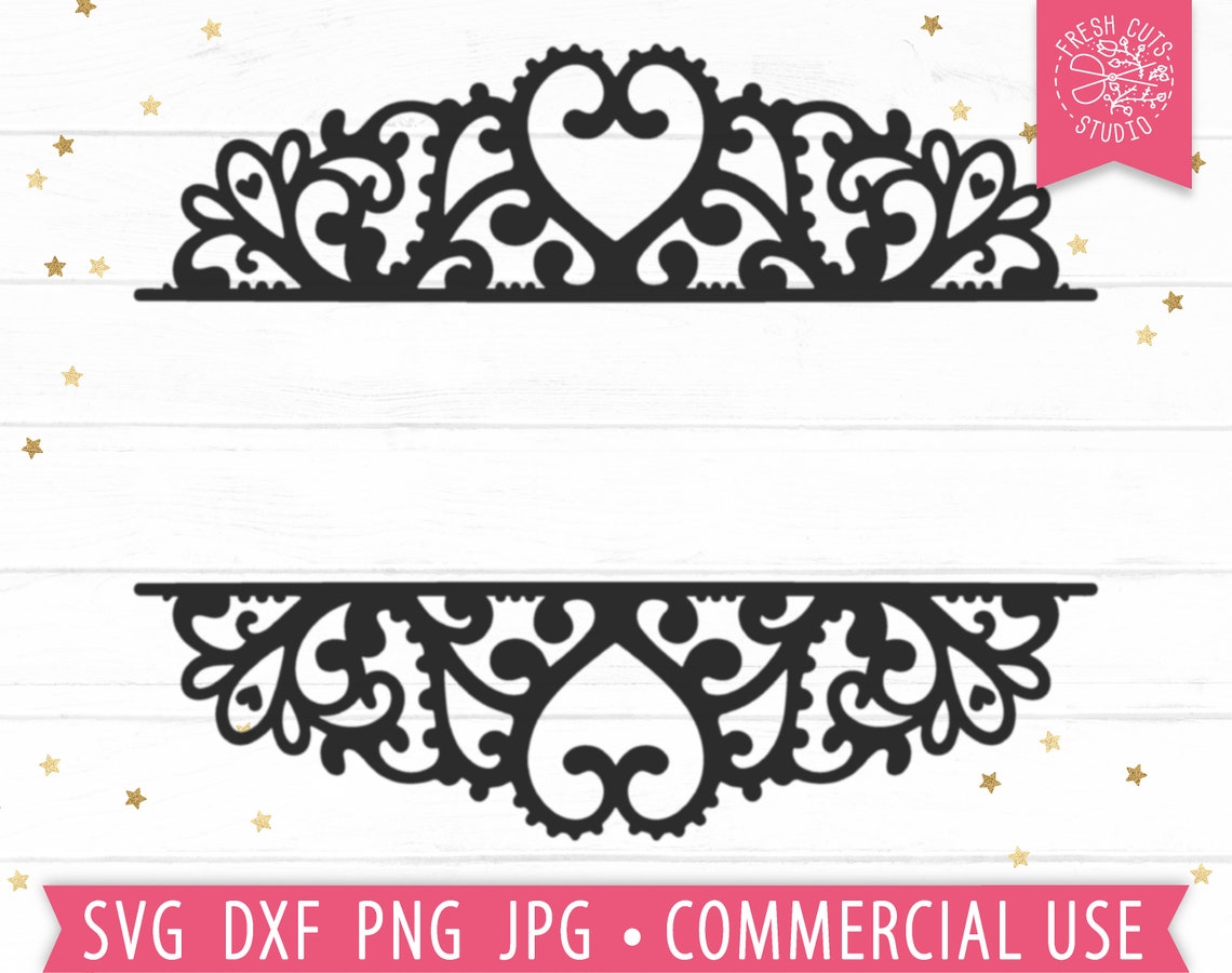 Heart Split Frame SVG Cut File for Cricut, Silhouette, Heart Monogram ...