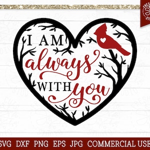 SVG Memorial do Cardeal, Coroa de Coração de Cardeal Vermelho, Cardeal no Galho, Sempre com Você SVG, Lembrança SVG, Arquivo de Corte Cricut, Silhueta