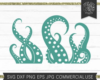 Tentacle SVG Cut File dla Cricut, Silhouette, Cameo, Cthulu SVG File Clipart, Sea Monster SVG dxf png Instant Download, Octopus SVG