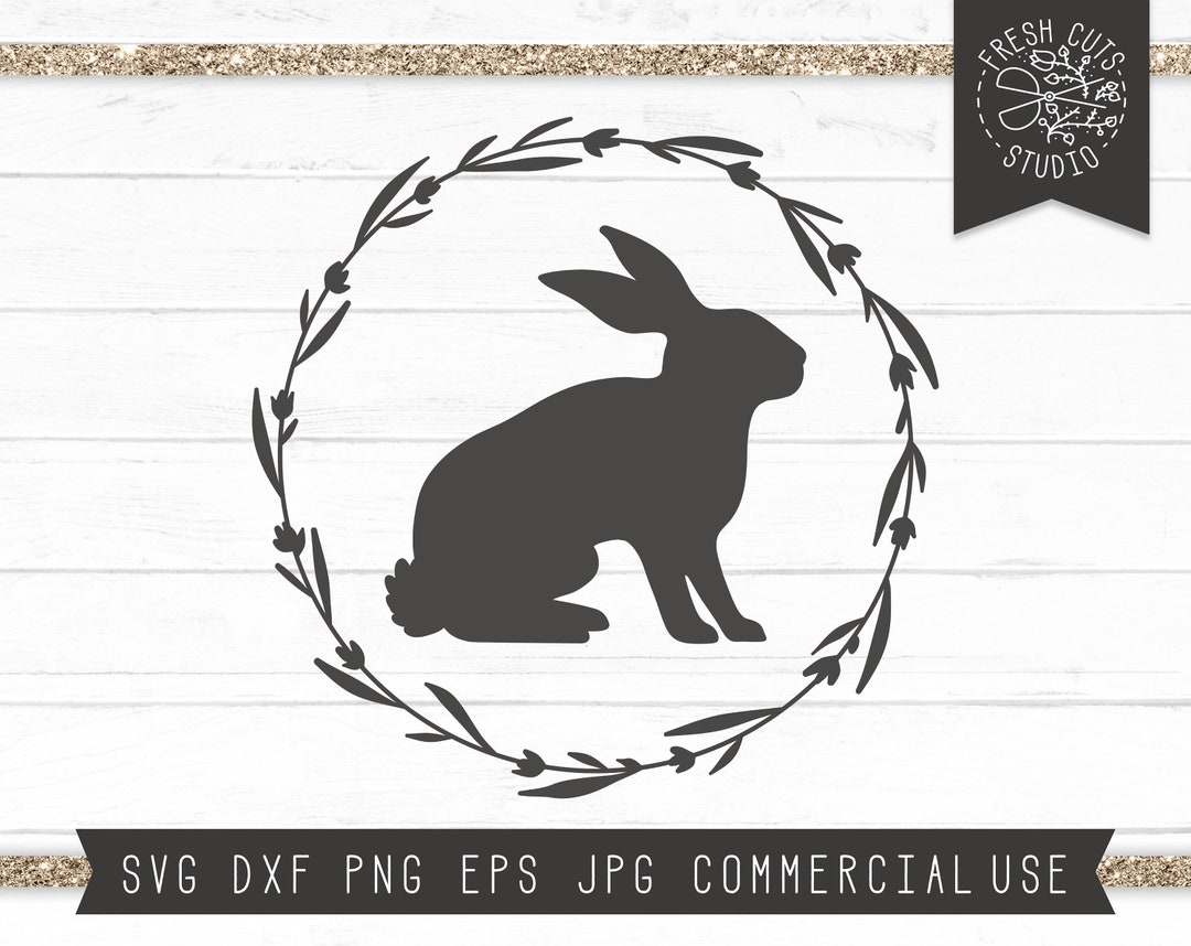 Rabbit SVG Instant Download Rabbit Laurel SVG Farmhouse - Etsy