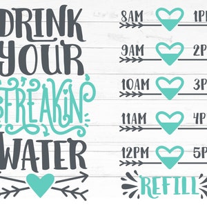 Bouteille d’eau Tracker SVG Silhouette Design, boire l’eau de votre téléchargement immédiat, Dxf Png vectoriel, fichiers de découpe vinyle PNG, Cricut et camée