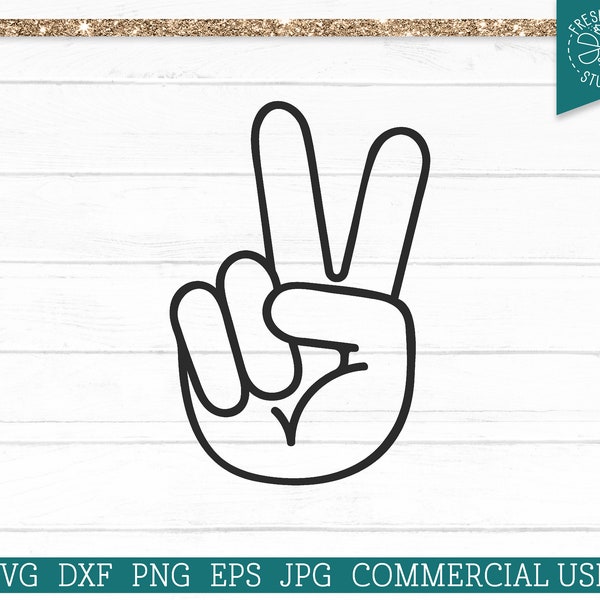 Znak pokoju dłoni SVG Wytnij plik dla Cricut, sylwetka, rysunek linii pokoju svg Png dxf Wektor Clipart, użycie komercyjne, pobieranie cyfrowe