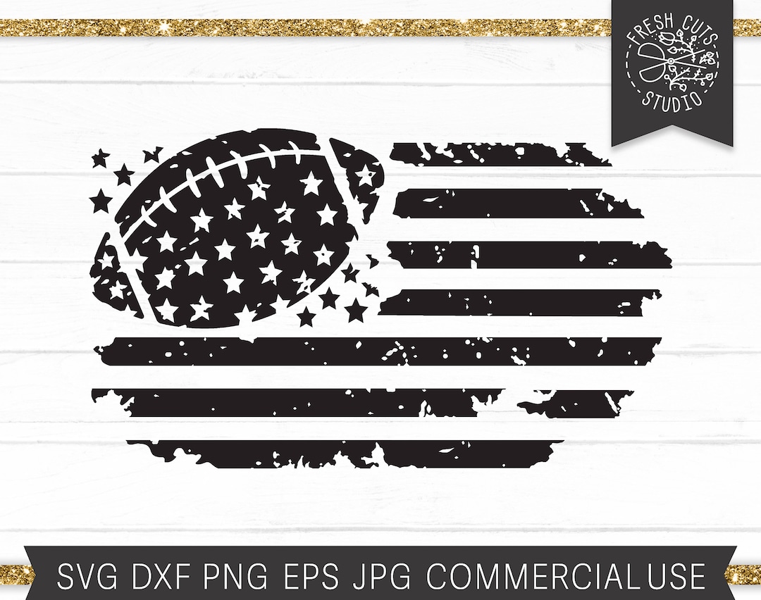 American Flag Football SVG Cut File for Cricut Distressed Etsy