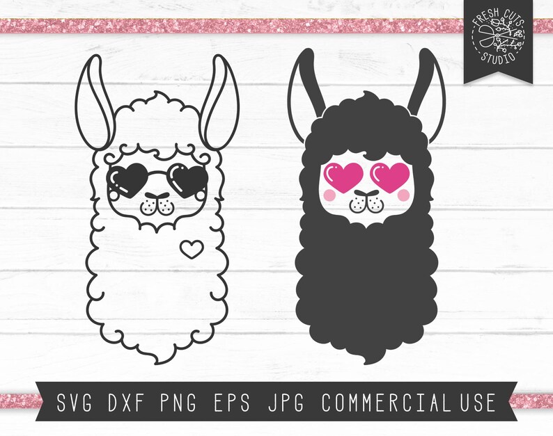 Download Llama SVG File for Cricut Llama Silhouette Heart Eyes | Etsy