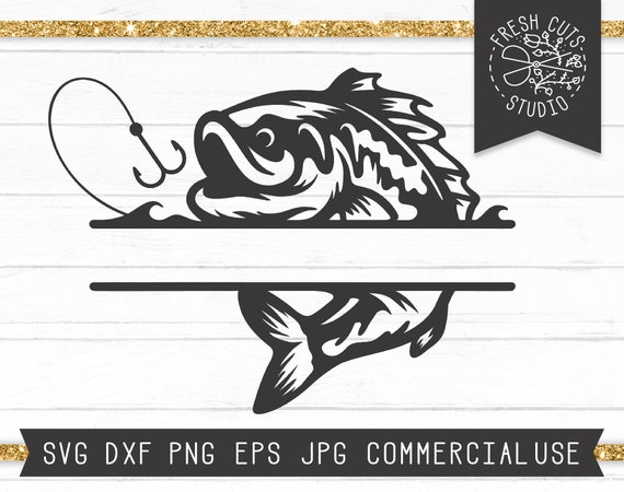 Fishing Split Frame SVG Cut File for Cricut, Fishing SVG, Name Frame Svg,  Fishing Monogram, Fish and Hook svg, Fish Monogram Frame dxf png